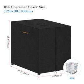 VANSHEIM IBC Water Tank Cover Water Tank 600 L IBC Container UV Resistant Water Tank Protective Cover for Water Tank Cover 600 L for IBC Tank Container Rainwater Tank 120 x 80 x 100 cm