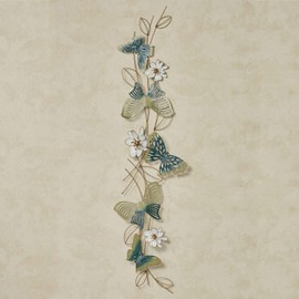 Signs of Spring Butterfly and Flowers Metal Wall Art, 52 by 14.5 Inches, Green