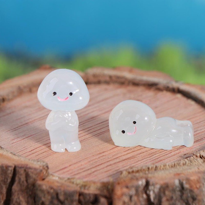 Vctitil 6Pcs Glow in Dark Cartoon Small People Figurines Luminous