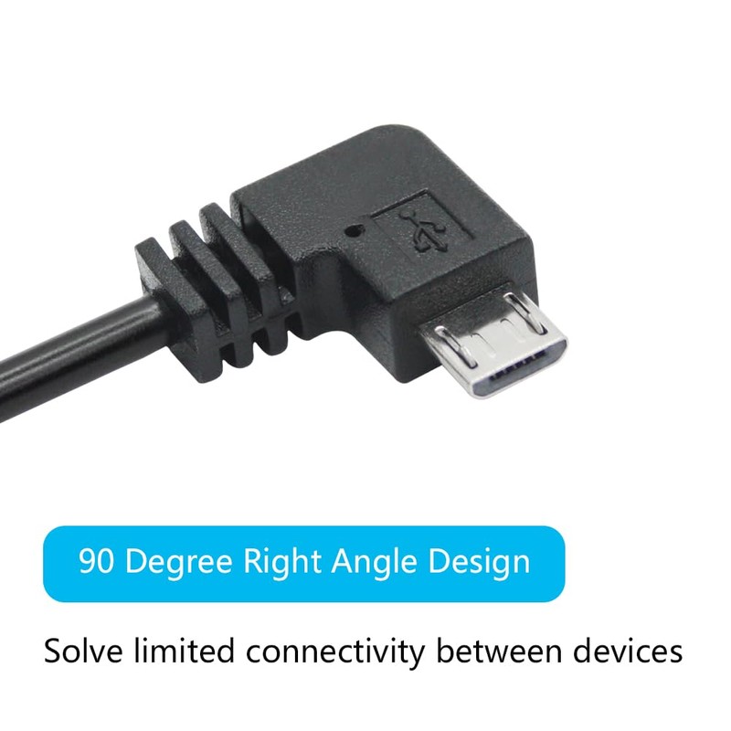 Maixbomr 11FT 90 Degree Micro USB Power Cable, Right Angle