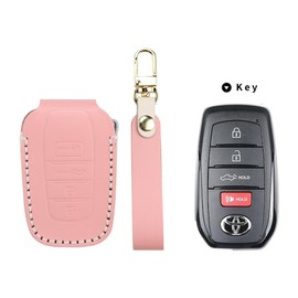 INTGET Key Fob Cover for 2022 Toyota Tundra Accessories Sienna Venza Mirai Leather Key Fob Case Protector for 2022 Tundra, Pink, Small