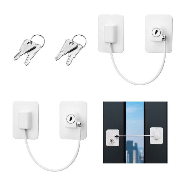 Pack of 2 Fridge Locks, No Drilling, YAIYEFU Window Lock