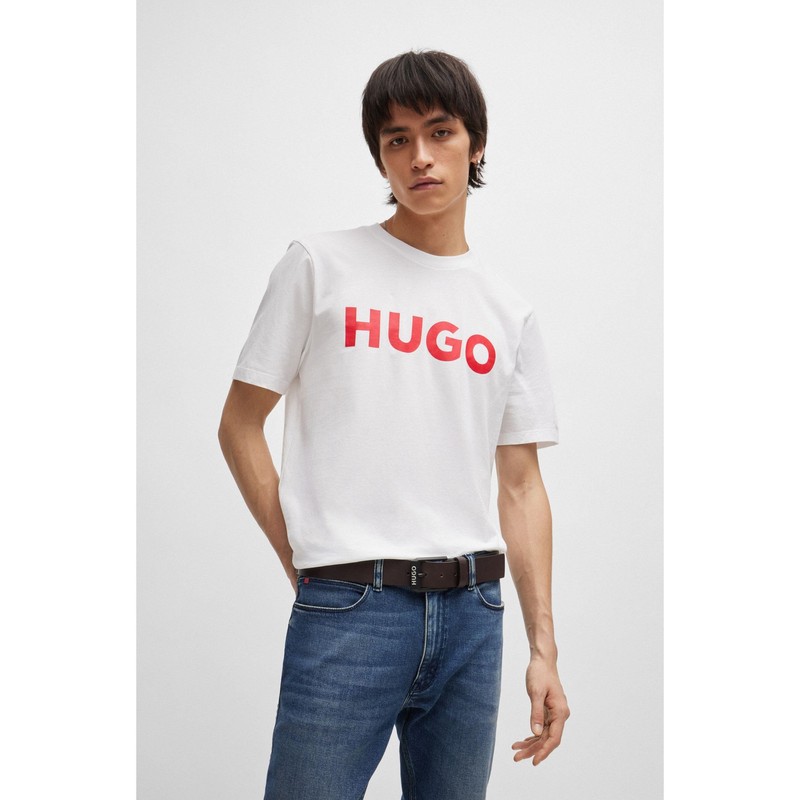HUGO Men's Gelio-B Sz40 Leather Belt with Matte Black Logo