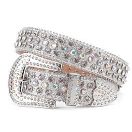 MUKINGBELTS Men Women Rhinestone Belt Luxury Strap Leather Sparkle Studded Belts Western Bling Bling Diamond Cowboy Belts