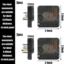5pcs High Torque Quartz Clock Movement Mechanism Replacement Clock Kit with 12 Different Pairs of Hands Clock for DIY Handicrafts Repair Clock Parts Shaft Lengths 13mm 18mm