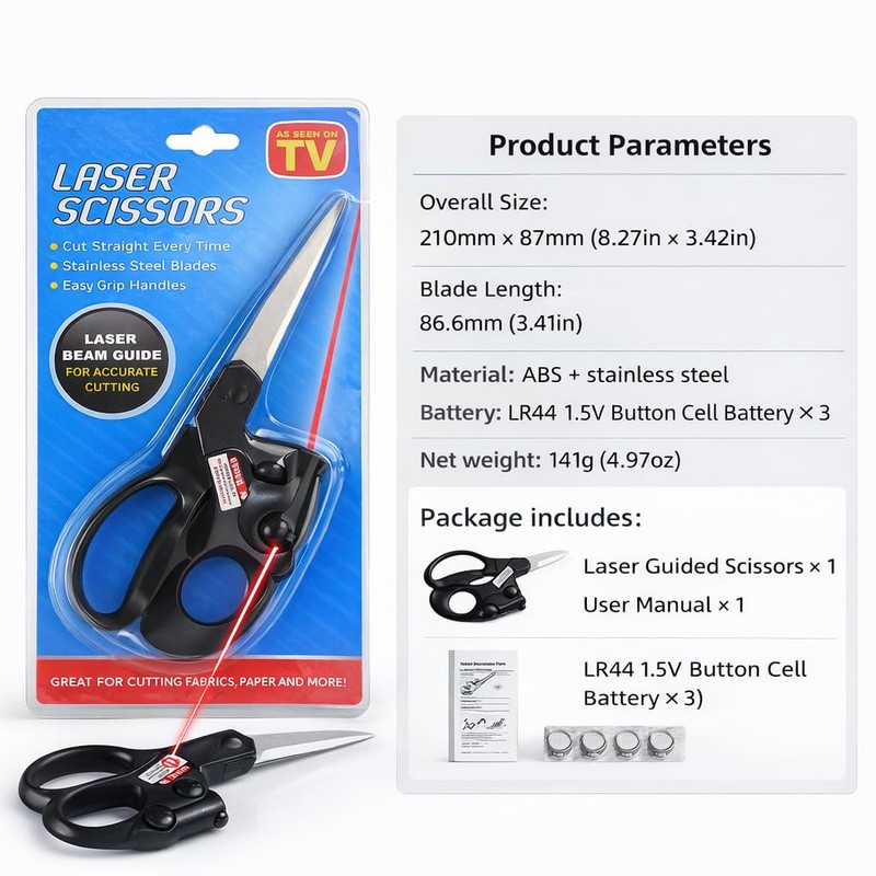 Laser Guided Scissors for Fabric Cutting, Stainless Steel Sewing Shears