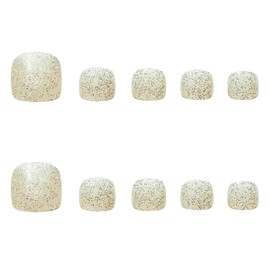 False Toenails Artificial False Toe Nails Acrylic Press On Toenails with Glitter Design for Women and Girls Stick On Toe Nail Tips False Toenails Full Cover 24pcs/set