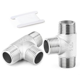 ERGAOBOY 2 Pcs Stainless Steel 304 1/2" BSP Male T Shaped 3 Way for Water/Oil/Gas