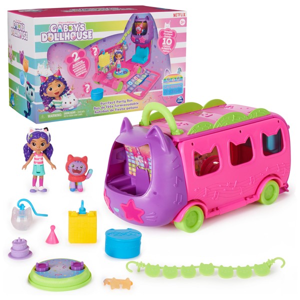 Gabby's Dollhouse Celebration Party Bus, Transforming Playset with Gabby &