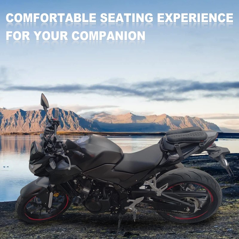 SKYJDM Foldable Passenger Motorcycle Gel Rear Seat Cushion, 3D-Honeycomb Structure