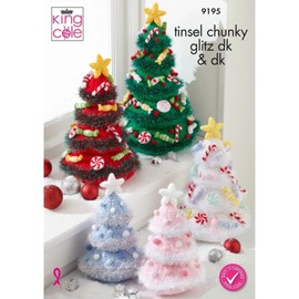 King Cole Tinsel & DK Knitting Pattern - 9195 Christmas Trees