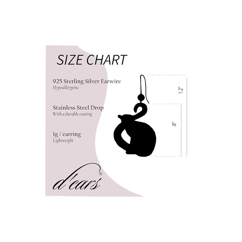 Lemur Earrings by d'ears Non-Tarnish Sterling Silver French Hook Ear