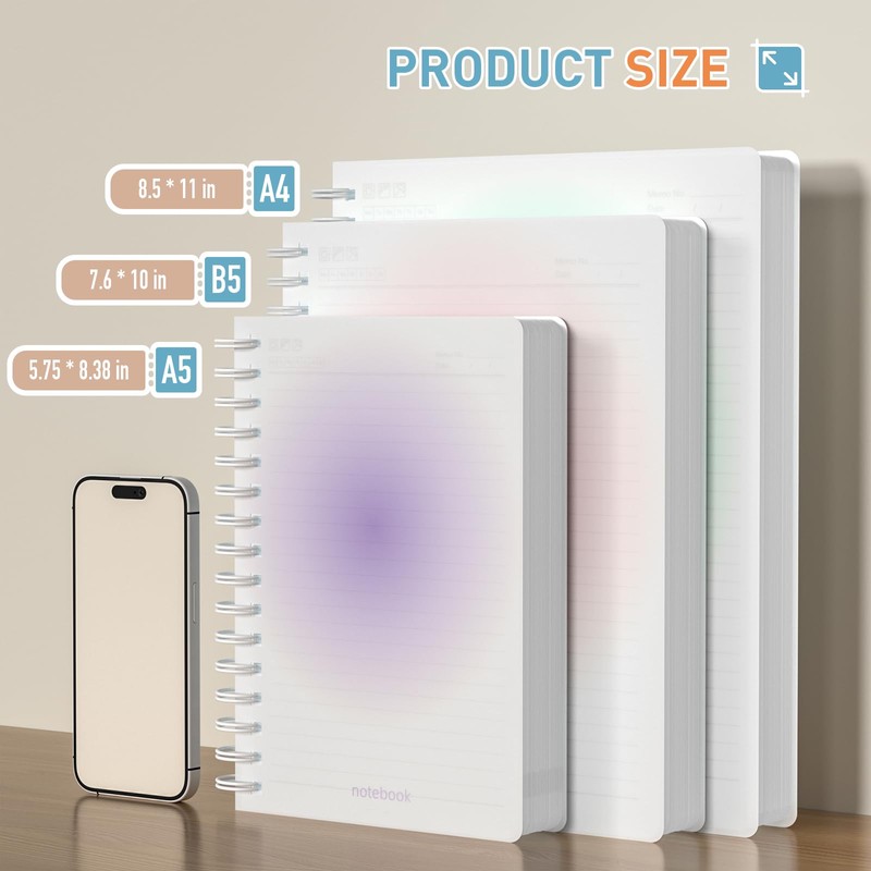 Smarpau Notebook Notepad A5, 300 Pages/150 Sheets Wirebound Spiral Notebooks