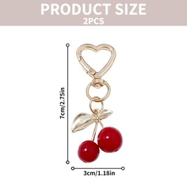 IUHRIE Pack of 2 Key Pendants Women's Bag Charm Aesthetic Key Chain Bag Charms Cute Pendant Charm Gold Cherries Cute Cherry Bobble Cherry for Purse Backpack Car, gold