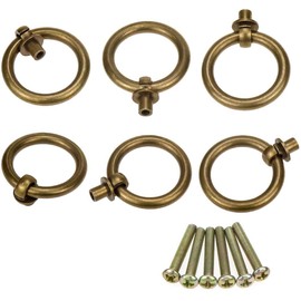 LC LICTOP 35mm/1.38" Antique Cupboard Cabinet Drawer Rings Pulls Knob Bronze Tone 6pcs