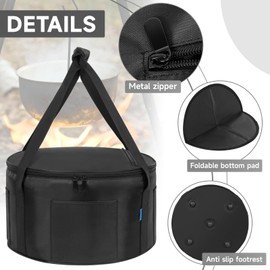 OUUTMEE Dutch Oven Bag for 14 Inch Dutch Oven, Carry Bag Extra Pockets and Sturdy Handles