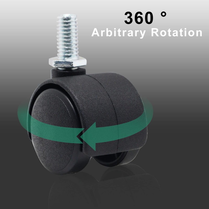 SWZHAI 1 Inch Plastic Casters Set of 4, M8 Threaded