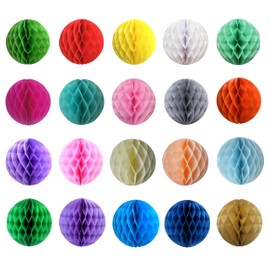 20Pcs Colorful Honeycomb Balls Party Honeycomb Balls Paper Flower Balls Tissue Paper Flower Balls Paper Pom Poms for Birthday Wedding Home Decorations (6 Inch)