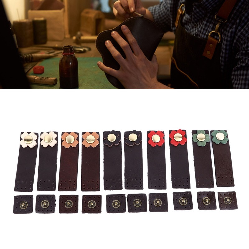 10 Set Leather Snap Buckles Leather Tab Closure Leather Button