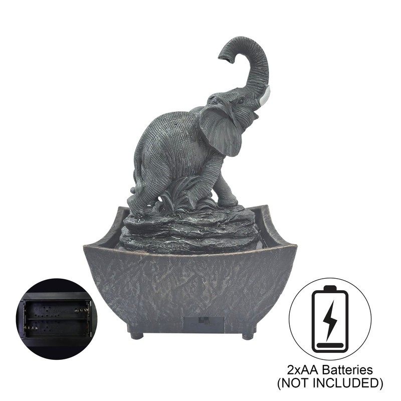 Nature's Mark 7.5" Playing Elephant & Baby Elephant Tabletop Water
