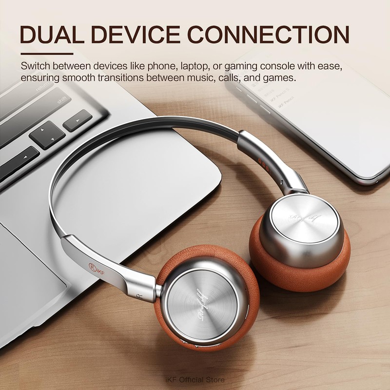 iKF R1 Wireless Bluetooth Headphones, Retro Classic Lightweight Headset, Builti-in