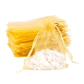 Organza Bags, 50 Pcs Small Mesh Bags Drawstring 3.54"x4.72"(9x12cm), Gold Jewelry Bags, Drawstring Mesh Gift Bags for Party Wedding Christmas Jewelry Candy Bathroom Soaps Makeup Wrapping Supplie