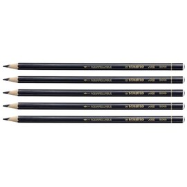 STABILO Set of 5 Watercolour Pencils All Surfaces Black