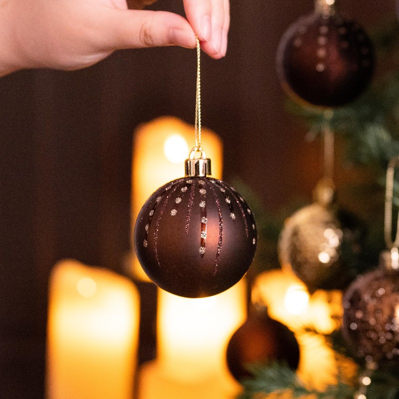Valery Madelyn Christmas Tree Decorations Copper Baubles,16pcs 6cm Bronze Luxury
