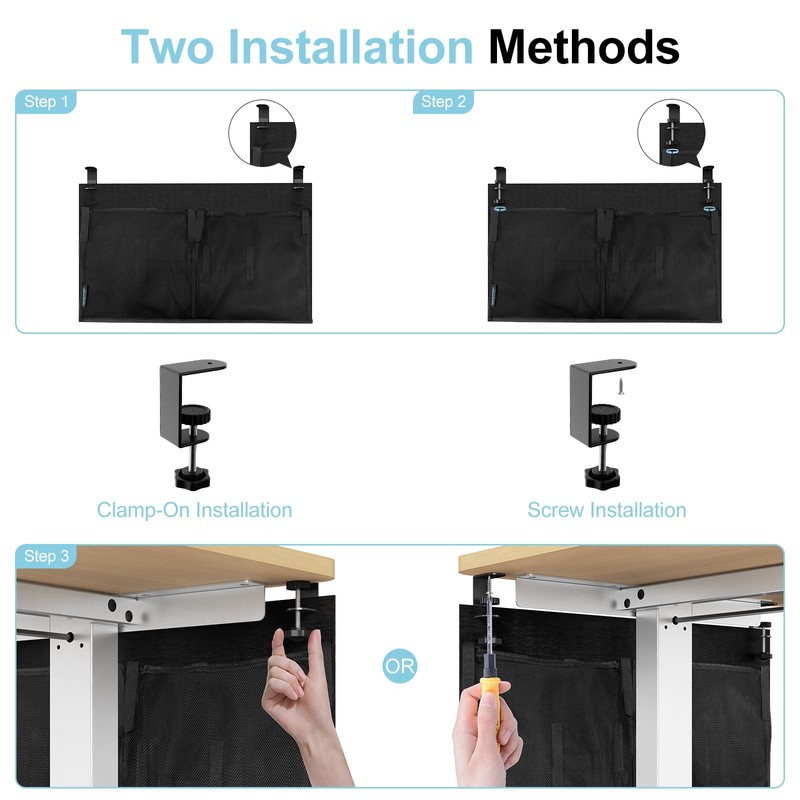 ERGO COLLECT No Drill Under Desk Cable Management and Privacy