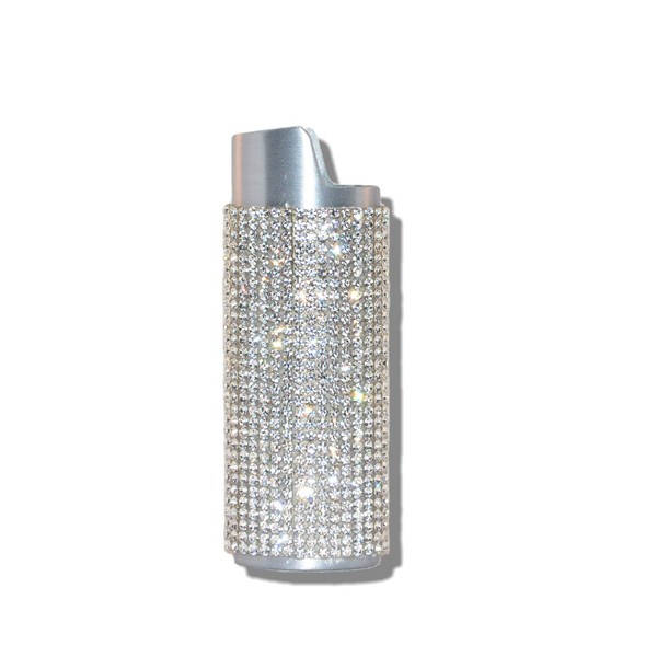 Bling Silver Lighter Case Cover Sleeve with Crystal Rhinestones LS2