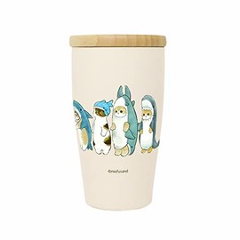 TOA METAL mofusand 53-2094 Stainless Steel Tumbler with Wooden Lid, 11.8 fl oz (350 ml) [Shark] Beige