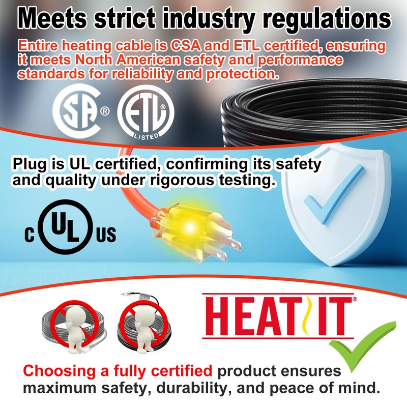 HEATIT Heat Tape for Water Pipes Heating Cable with Thermostat