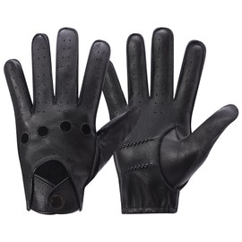 Meetoget Mens Leather Gloves For Driving Deerskin Soft and Durable CAM02,Black,Size XXL