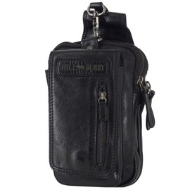 Hill Burry Genuine Leather Bum Bag & Small Shoulder Bag | Belt Bag Made of High-Quality Genuine Leather | Men - Women Hiking Bag/Waist Bag | Party Bag Wash Leather (Black), black, bum bag