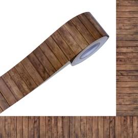 60 Feet Bulletin Board Borders, Wooden Pattern Straight Rolled Border Trim Dark Wood Board Border Decoration for School, Classroom & Offices