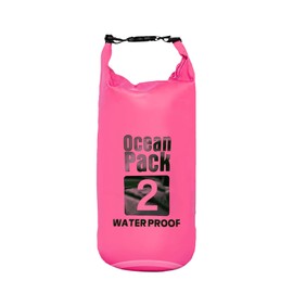 KARELLS Dry Bag Waterproof Bag, 2L Waterproof Dry Bag, Waterproof Pack Sack with Adjustable Shoulder Strap, Waterproof Bag & Pack Bag, Ideal for Boat, Kayak, Fishing and Camping, Pink, pink, Travel