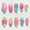 30Pcs 3D Flower Press on Nails Medium Almond Fake Nails