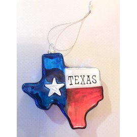 Generic BigTexas State of Texas Shape Glass Ornament for Christmas Tree/Wall Hanging Decoration