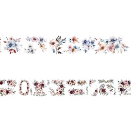 HACRAHO Floral Washi Tape Set, 2 Rolls Waterproof Washi Tapes for Journaling Stickers Transparent Floral Stickers Set for Junk Journaling Crafting DIY Projects