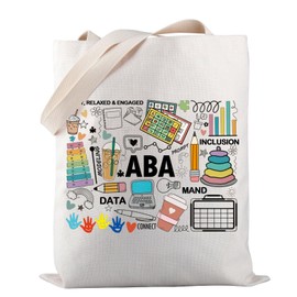 PWHAOO Autism Behavior Analyst Tote Bag ABA therapist Tote Bag Mental Illness Awareness Gift, Happy Aba Tote, Medium