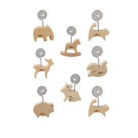 Qaoliffa 8PCS Cute Wooden Animal Memo Folder,Memo Holders,Table Number Holder,Notes Folder, Wedding Table Name Card Holder Clips, Picture Memo Note Photo Stand