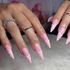 SINHOT Stiletto Press on Nails Long Fake Nails Pink Acrylic