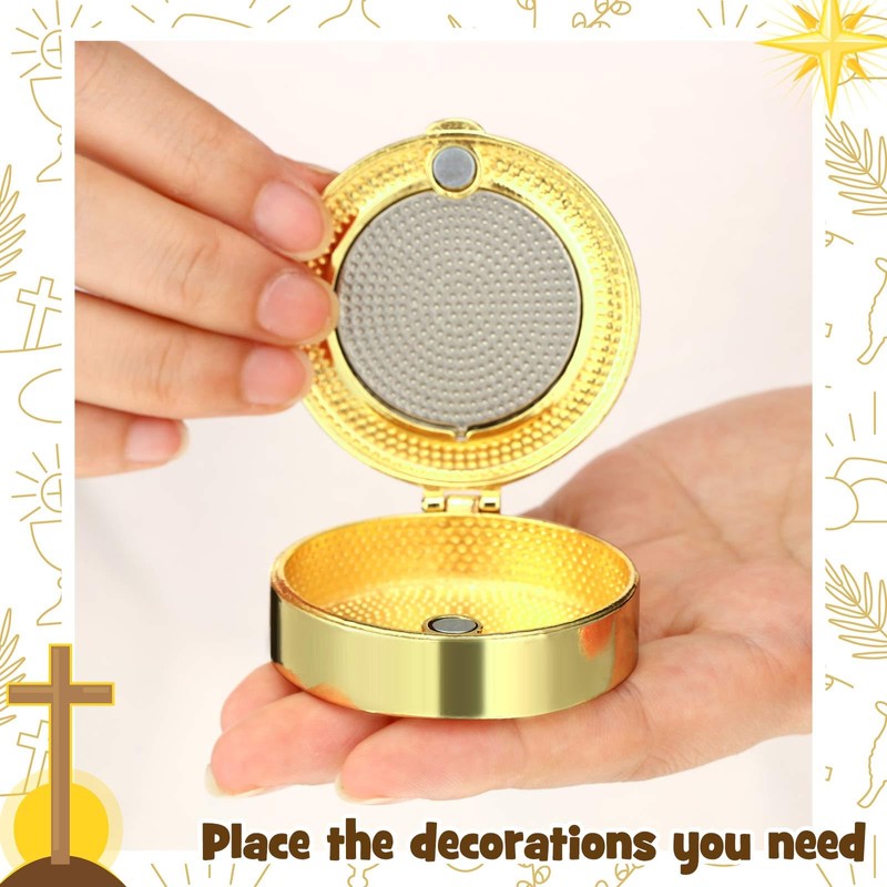 Weysat Pyx for Communion Host Catholic Polished Gold Brass Latin