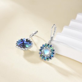 YAFEINI Sunflower Earrings 925 Sterling Silver Sunflower Dangle Earrings Moonstone Jewelry Gifts For Women