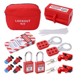 Lock Off Kit for Electricians, Electrical Circuit Breaker Lockout Tagout Kit, Clamp on Circuit Breaker Lock Set, Safety Lockout Padlock for Industrial, Electric Power