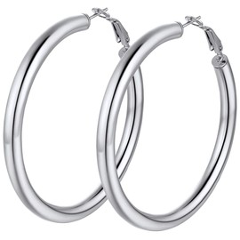 PROSTEEL Women's Hoop Earrings 5 mm Thick Round Hoop Earrings 30 mm/40 mm/60 mm/80 mm Hoop Earrings Stainless Steel/18 K Gold-Plated Earrings Accessory for Women Girls, Metal, Not applicable