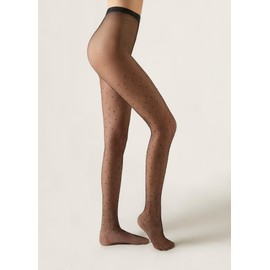 CALZEDONIA Woman's Rhinestone Fishnet Tights in Black, Size M/L