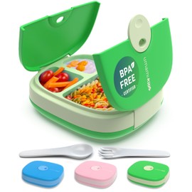 Umami All-in-1 Bento Box for Kids, Ice-pack & Utensils Included, 100% Leakproof & BPA free, Parents' favorite Lunch Box Kids (Green, 27 oz)