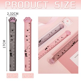 4 Pieces Of Cat Paw Rulers, Creative Measuring Rulers, Plastic Rulers, Cute Transparent Rulers, Student Stationery, School Office Measuring Tools