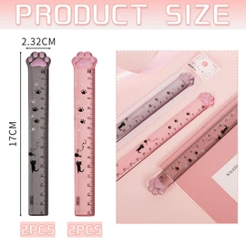 4 Pieces Of Cat Paw Rulers, Creative Measuring Rulers, Plastic Rulers, Cute Transparent Rulers, Student Stationery, School Office Measuring Tools